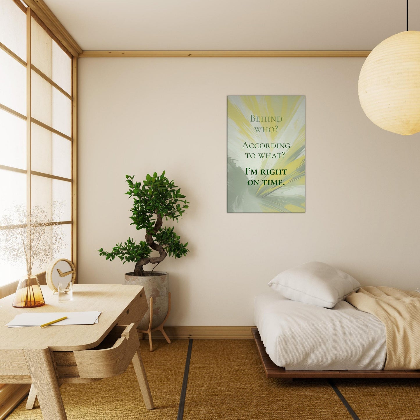 Inspirational sobriety quote on light green and yellow brush strokes canvas art. Beautiful home decor. 