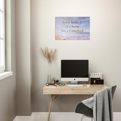 Sobriety theme canvas wall art with motivational quote "every setback is a setup for a comback"