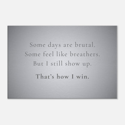 Sobriety canvas art with inspirational quote “That’s how I win” in soft gray tones and clean typography

