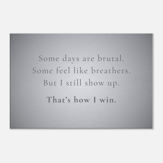 Sobriety canvas art with inspirational quote “That’s how I win” in soft gray tones and clean typography

