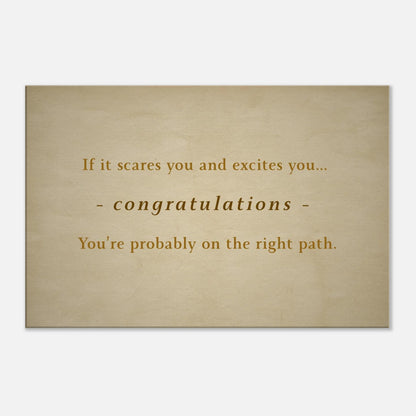 Inspirational recovery canvas art with quote on courage and finding the right path on a vintage background

