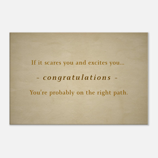 Inspirational recovery canvas art with quote on courage and finding the right path on a vintage background

