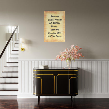 Empowering addiction recovery affirmation on aged paper-style design with focus on self-improvement

