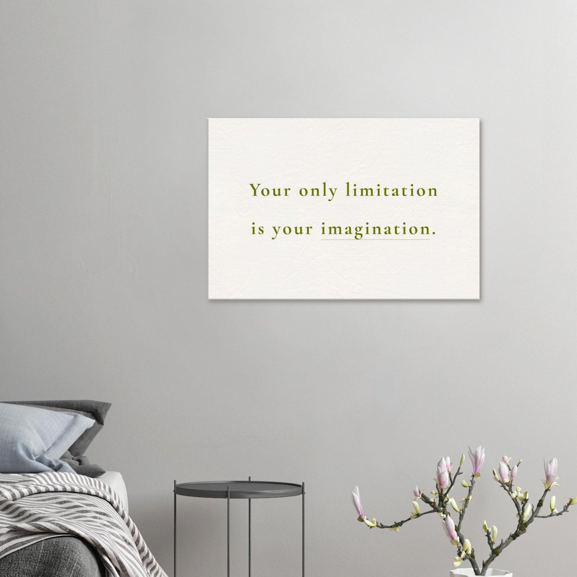 Inspirational canvas wall decor featuring a bold recovery-themed quote in calming minimalist style

