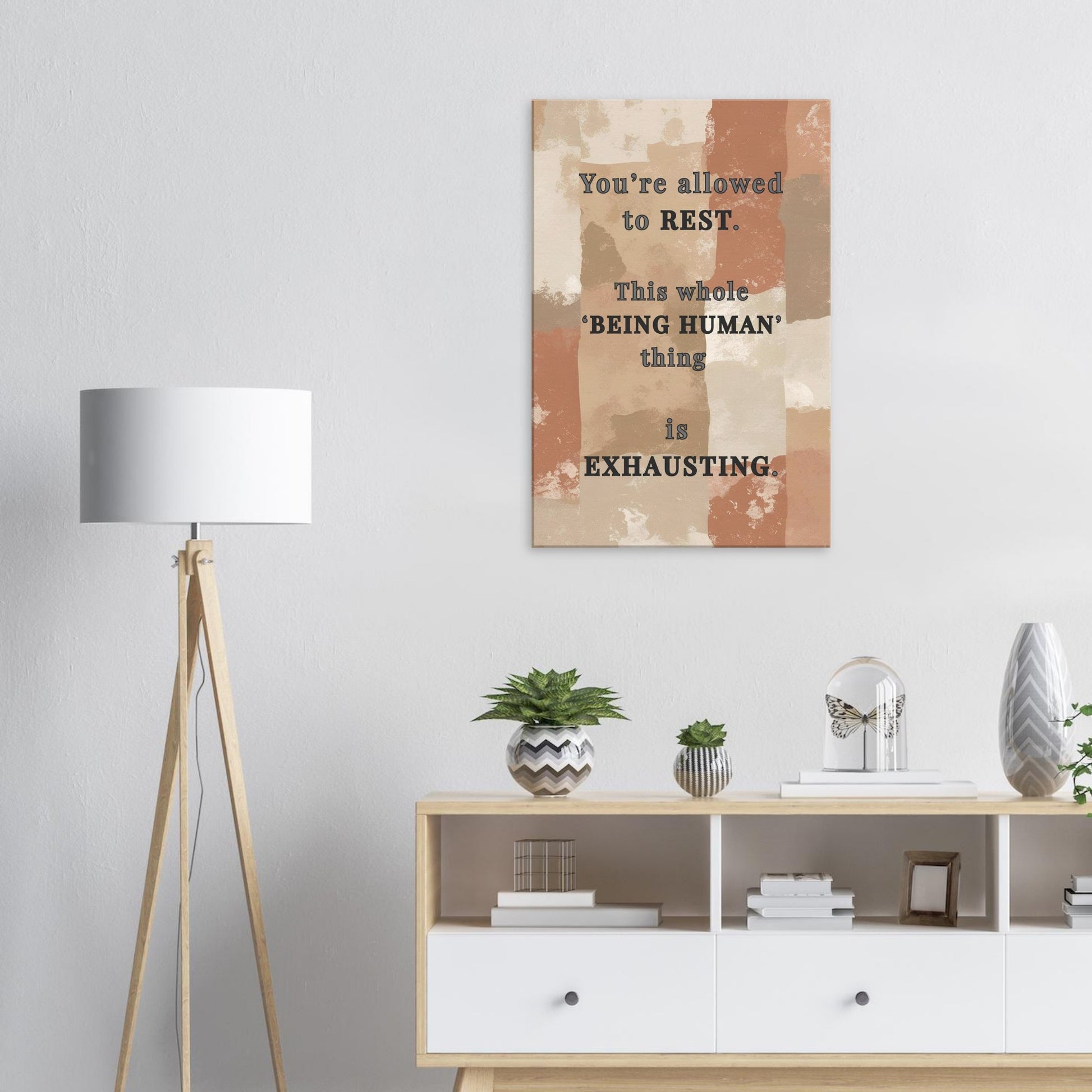 Sobriety theme canvas wall print encouraging rest and balance with calm colors and modern style

