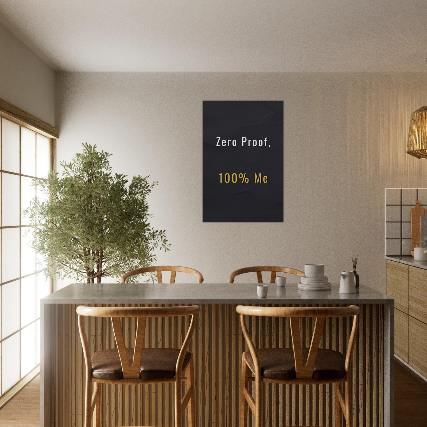 Motivational recovery canvas print saying "Zero Proof, 100% Me" in modern sans serif font

