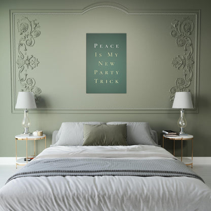Sage green sobriety quote canvas with soft mottled texture and cream lettering.

