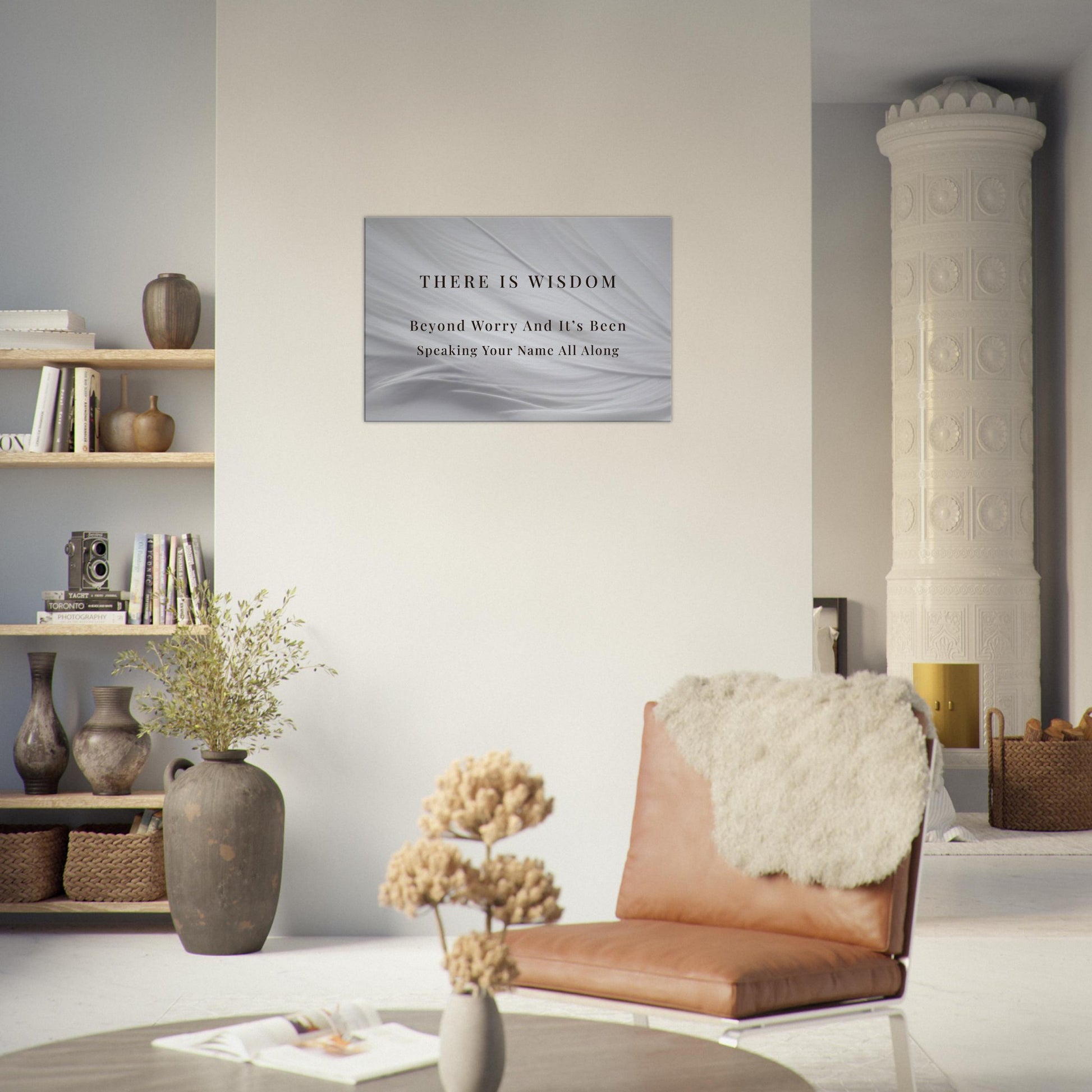 Wrapped canvas art in earthy tones featuring spiritual quote about trust and clarity

