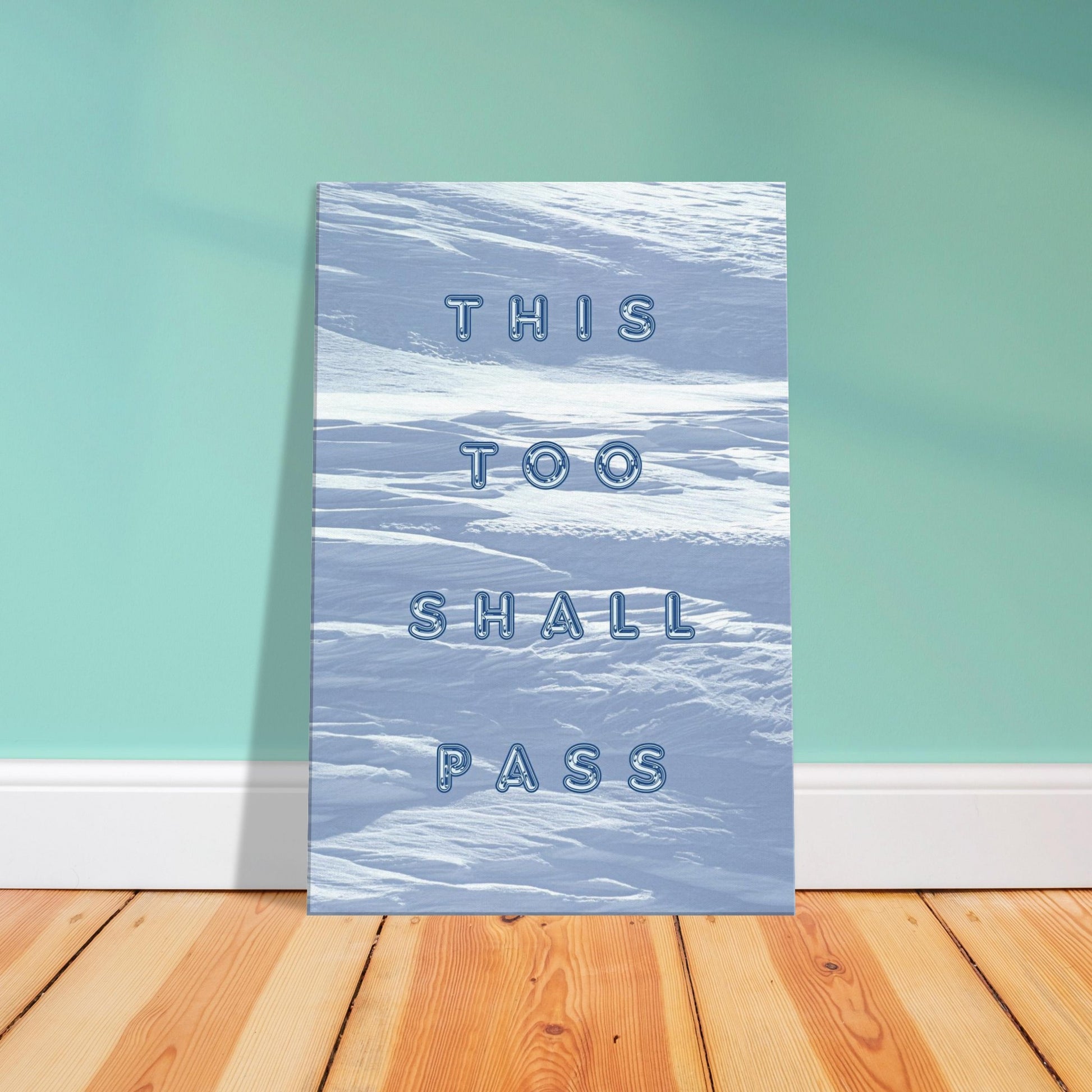 Inspirational canvas print featuring winter landscape and emotional healing message